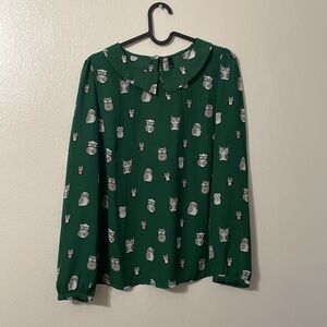 Dark Green Long Cute Sleeve
